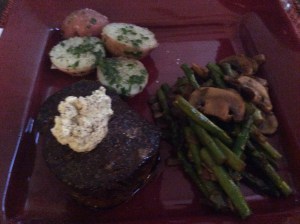 Look at that charred sear and that yummy boursin cheese