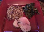 My Braised Greens served along with leftover Red Beans & Rice and Cajun Pork Tenderloin...Yummy!