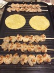 Half of my skewers grilling along with Jeff's corn tortillas
