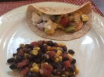Shrimp Tacos with a side of Mexican Black Beans and Corn
