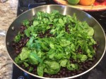 Spinach going in with the black beans