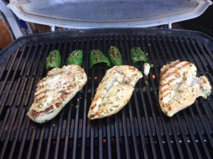 Chicken and Jalapenos on the grill and browning nicely!