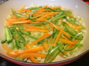 The rest of the veggies going in