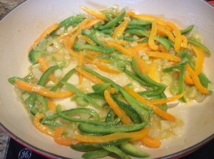 Veggies going back into the pan with flour/butter mixture