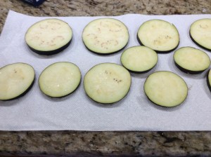 Eggplant drying out on paper towels