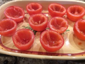 Tomatoes are pulp free and ready to be stuffed