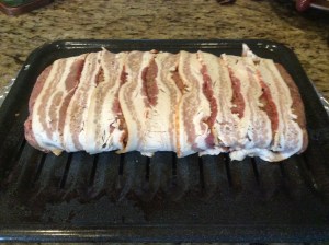 Bacon-wrapped and ready to go in the oven!