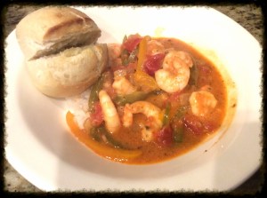 My version served over rice and a with a crusty french roll to sop up all those extra juices!