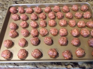 Meatballs ready to go into oven