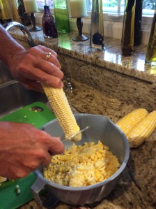 Jeff milking the corn
