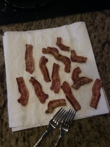Bacon removed from pan ready to be snatched!