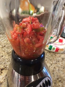 Mixture going into the blender