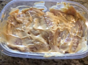 Spread marinade over chicken and refrigerate for at least 30 minutes