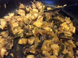 Chicken mixture added into the saute pan