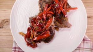 Mario Batali's Pork Chops with Peppers and Capers
