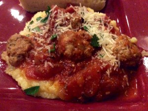 Italian Meatballs over Polenta