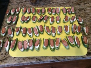 Place the sausage browned side down for a better fit into the cream cheese