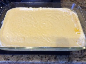 Batter into hot pan going into oven