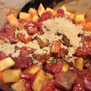 Beef Stew Mix going in