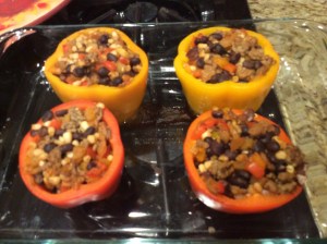 Peppers ready to go in the oven