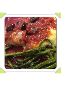 Braised Mahi Mahi served along with Creamy Polenta and Roasted Baby Asparagus