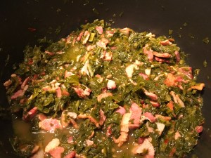 After 2 hours of cooking, greens are ready